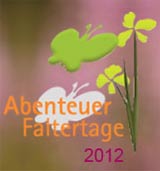 Grafik mit Falter und Blumen, Schriftzug: Abenteuer Faltertage 2012